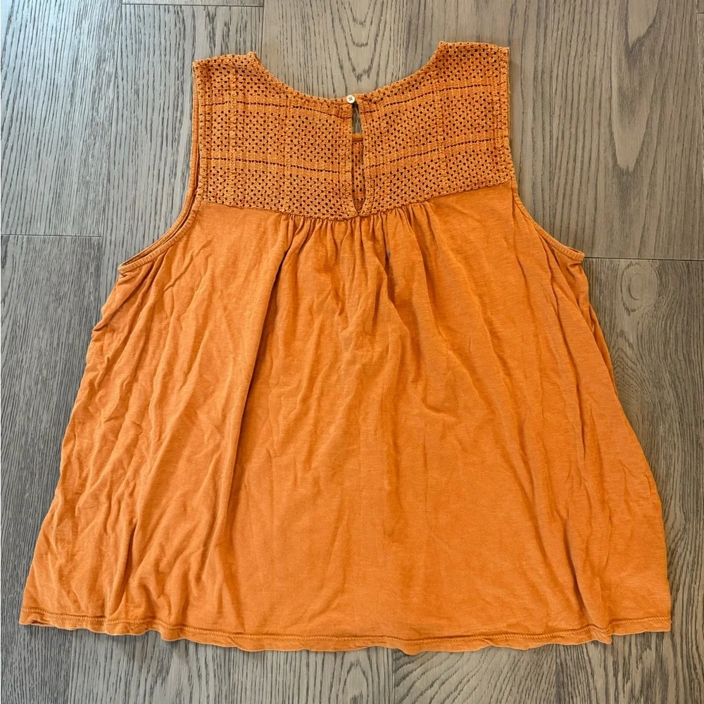 Orange Sleeveless Top with Crochet Detail - Picture 2 of 5